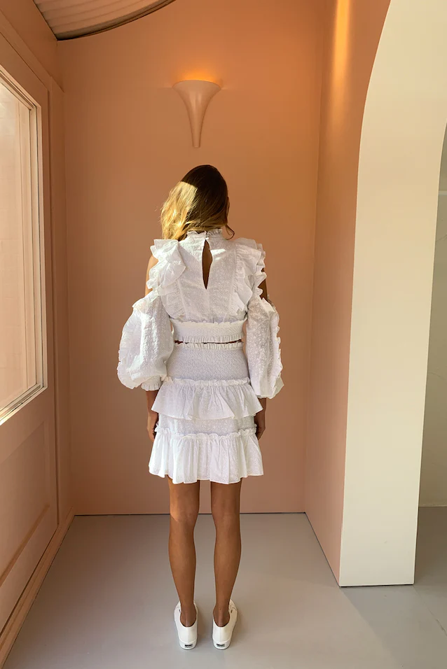 Issy Monet Skirt in White Eyelet - Image 4