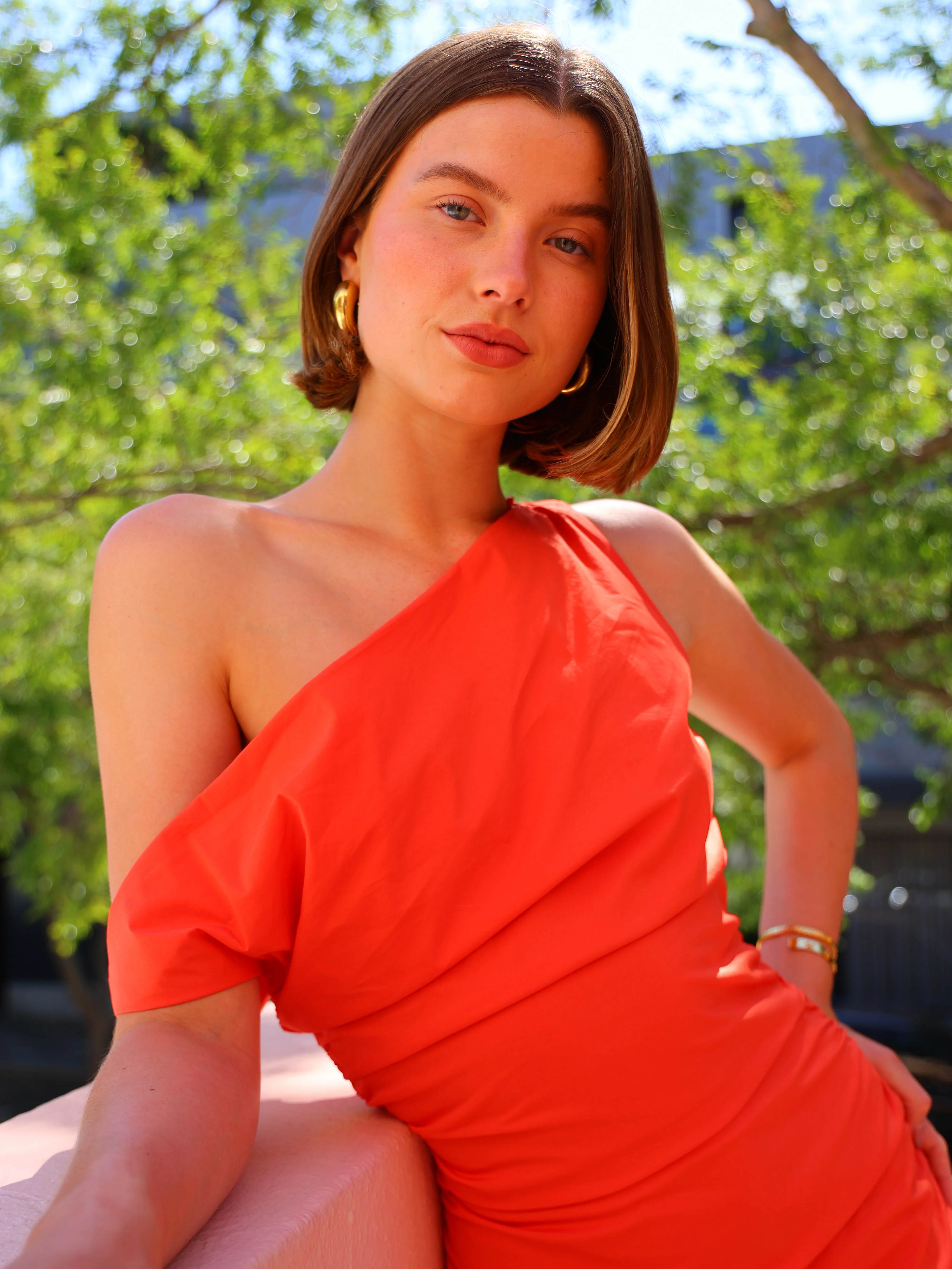 Issy One Shoulder Midi Dress in Fiesta - Image 12