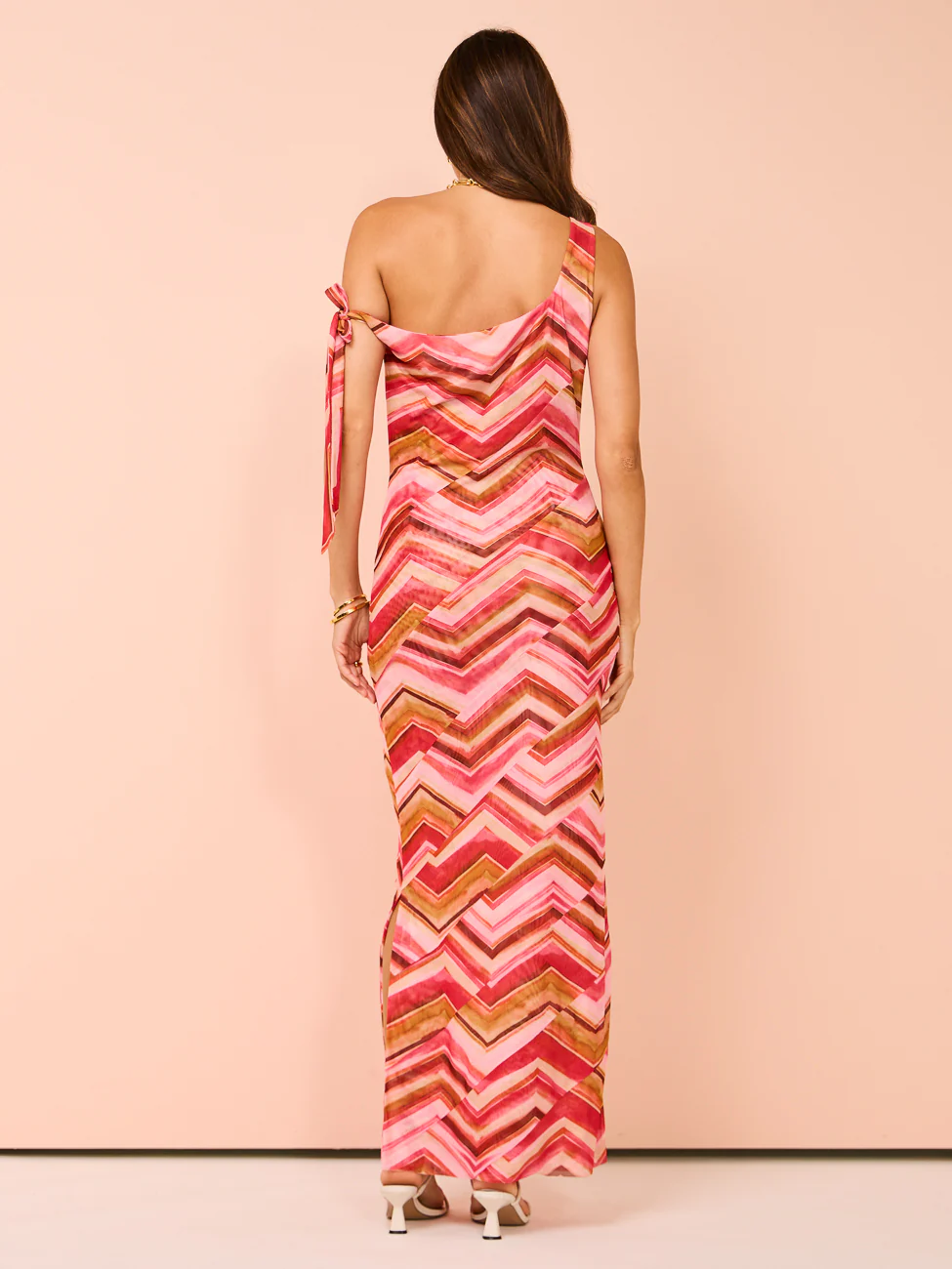 Issy Panelled Maxi Dress in Chevron Print - Image 6