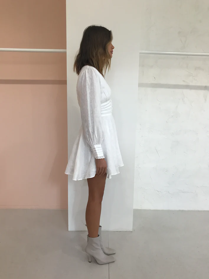 Issy Parasol Dress in White - Image 3