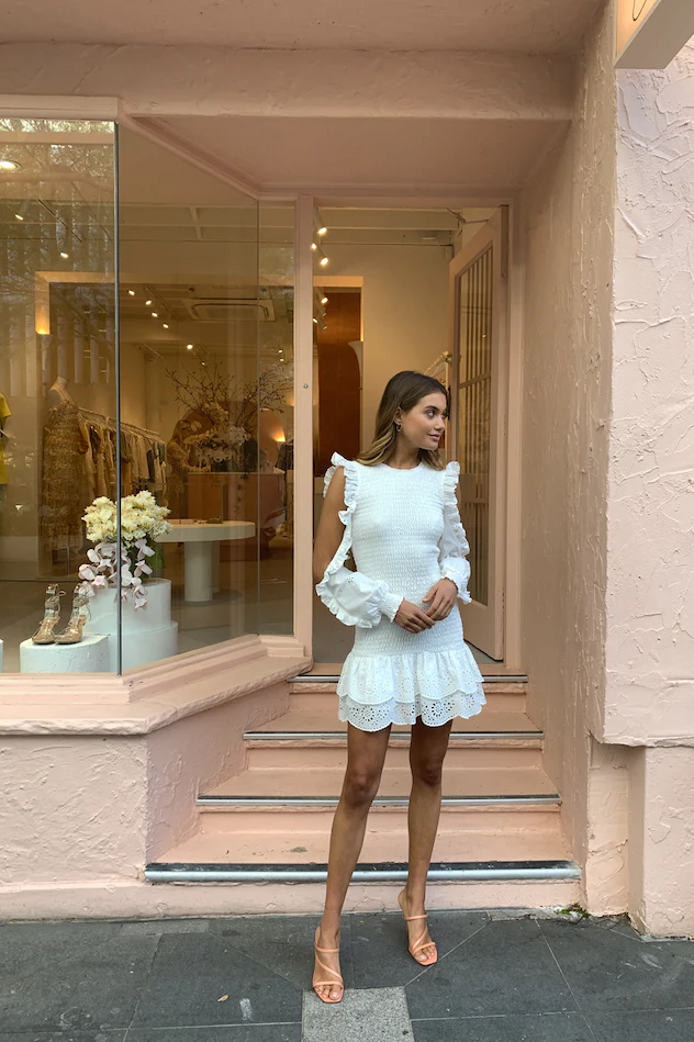 Issy Paris Dress in White Eyelet