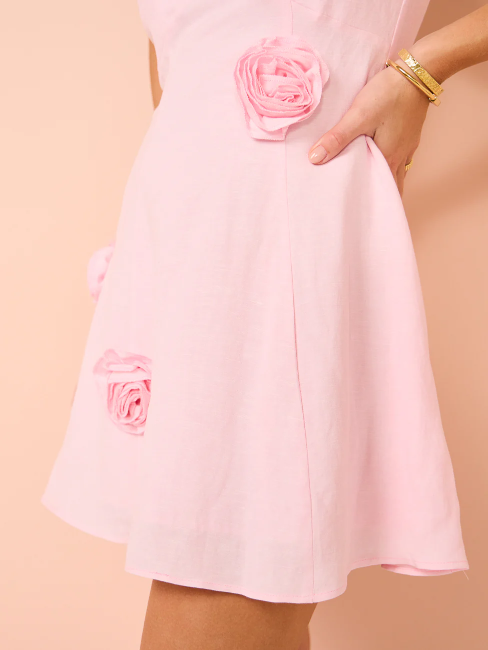 Issy Rose Applique Bodice Mini Dress in Candy Pink - Image 6