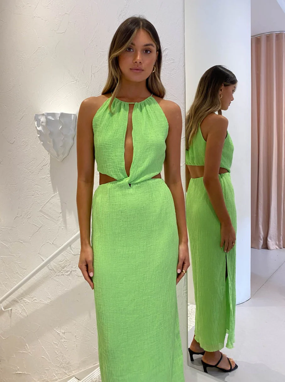 Issy Siren Dress in Lime - Image 2