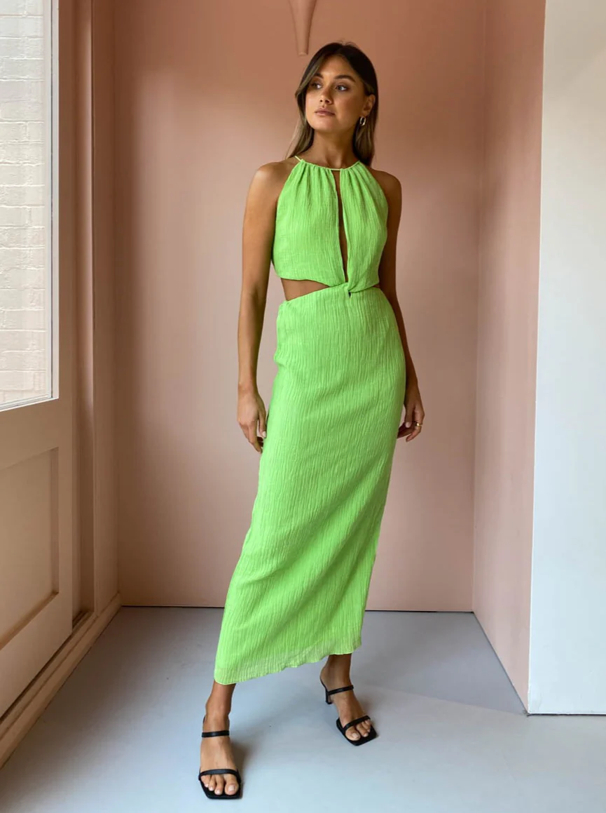 Issy Siren Dress in Lime - Image 3
