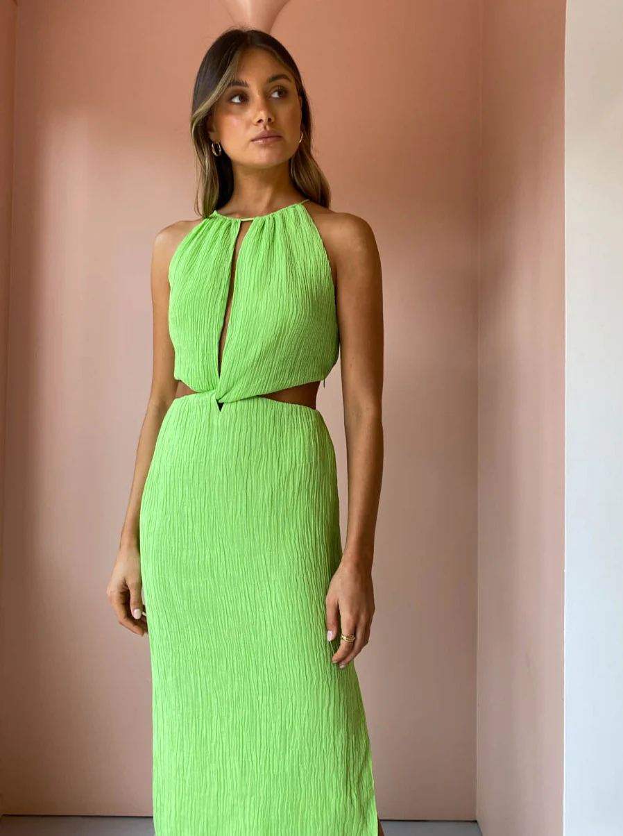Issy Siren Dress in Lime - Image 4