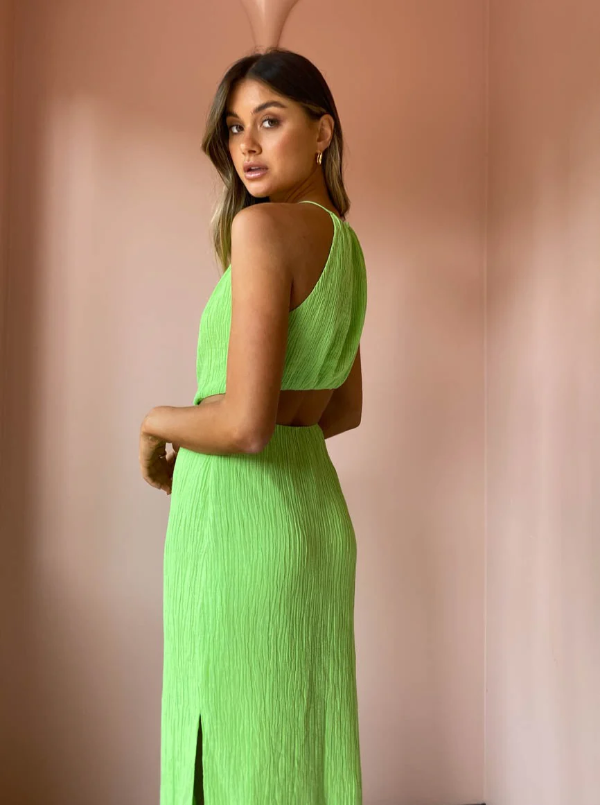 Issy Siren Dress in Lime - Image 6