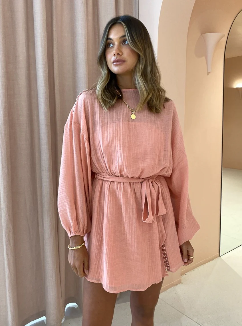 Issy Tides Dress in Coral Pink - Image 2
