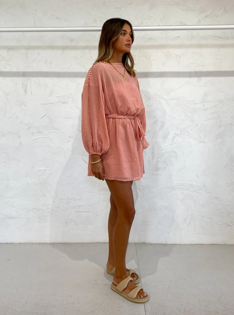Issy Tides Dress in Coral Pink - Image 3