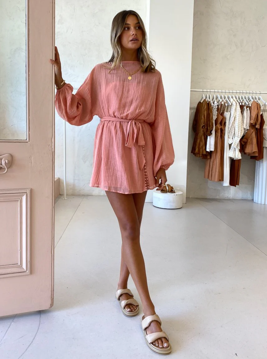 Issy Tides Dress in Coral Pink - Image 4