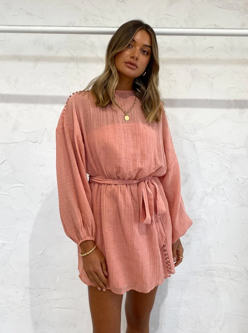 Issy Tides Dress in Coral Pink - Image 5