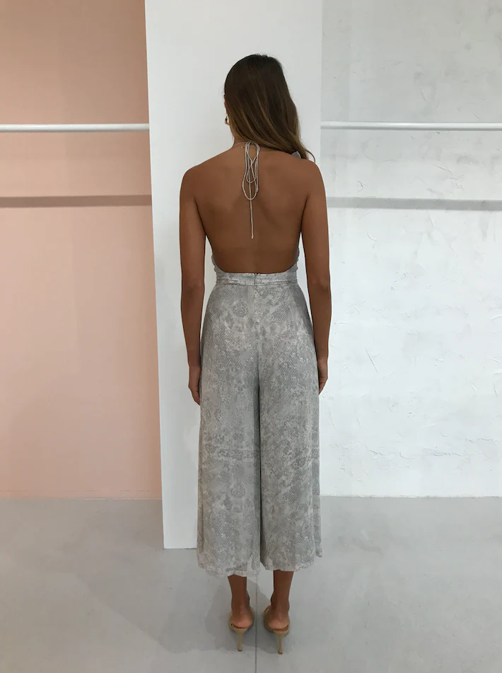 Issy Viper Jumpsuit in Beige Snake - Image 3