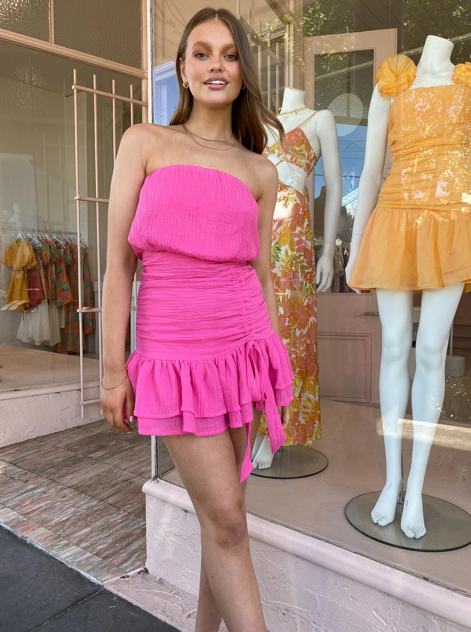Issy Waves Dress in Fuchsia - Image 9