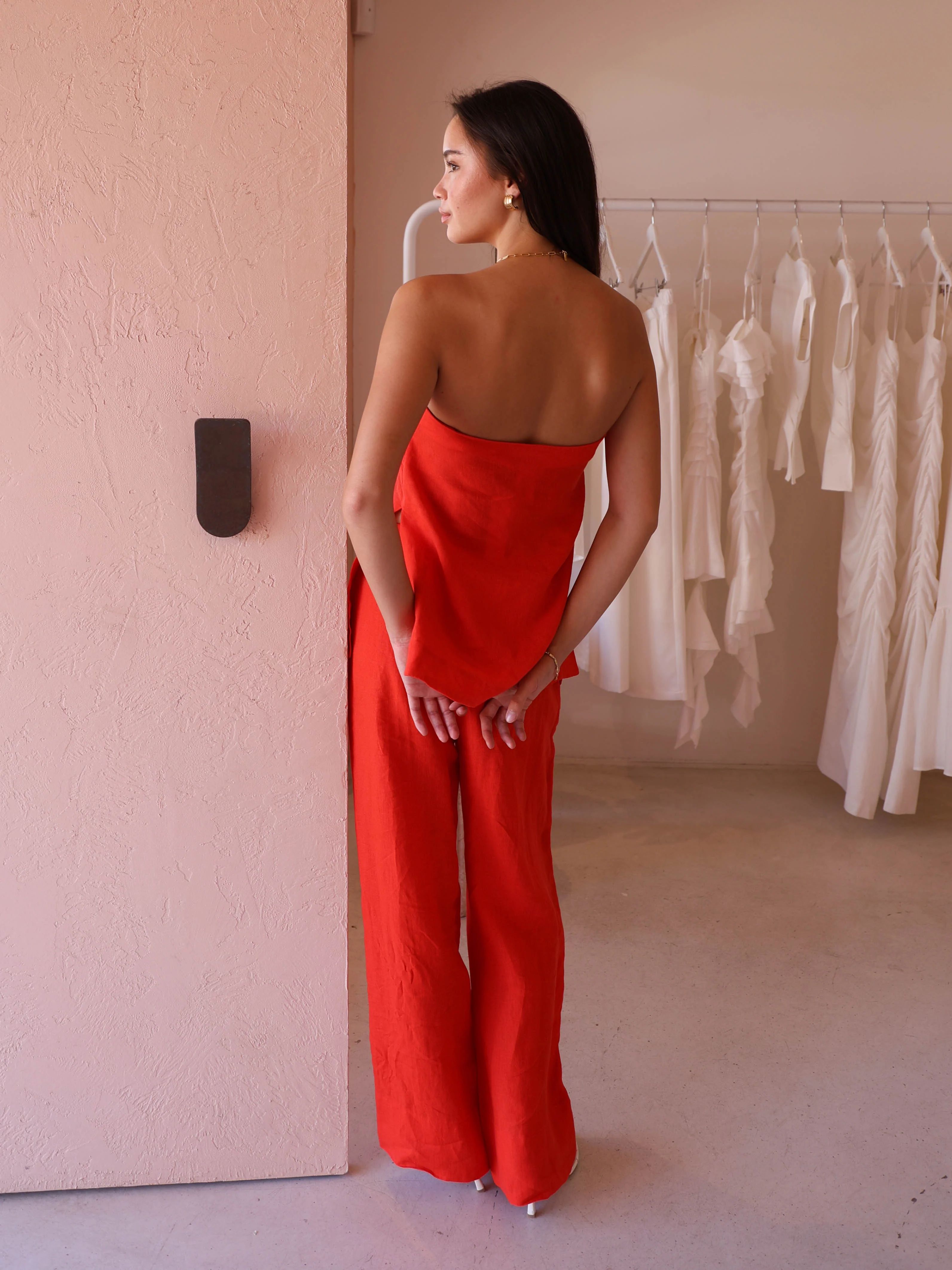 New Romantics Brodie Drawstring Pant in Tangerine - Image 5