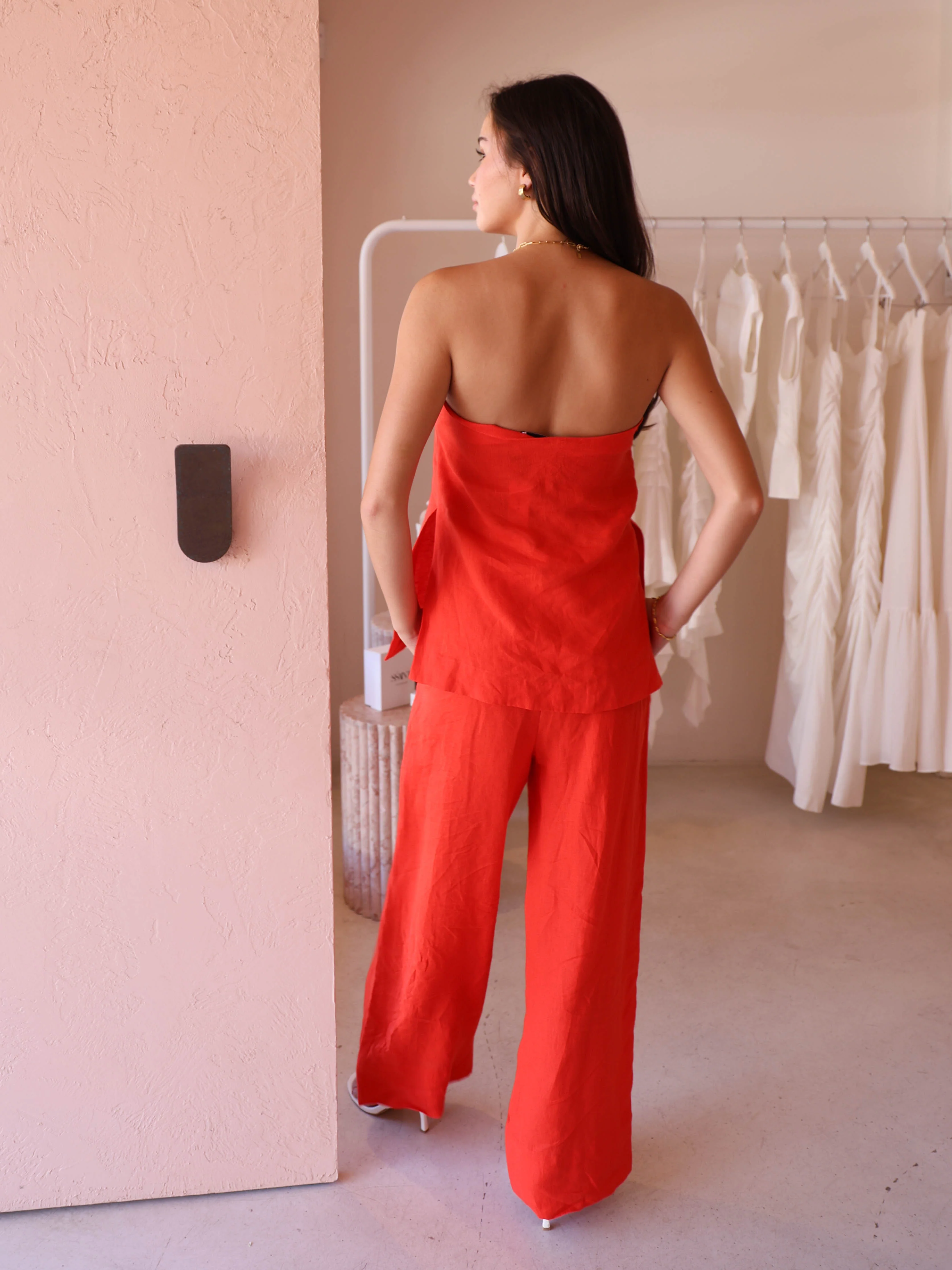 New Romantics Brodie Drawstring Pant in Tangerine - Image 6