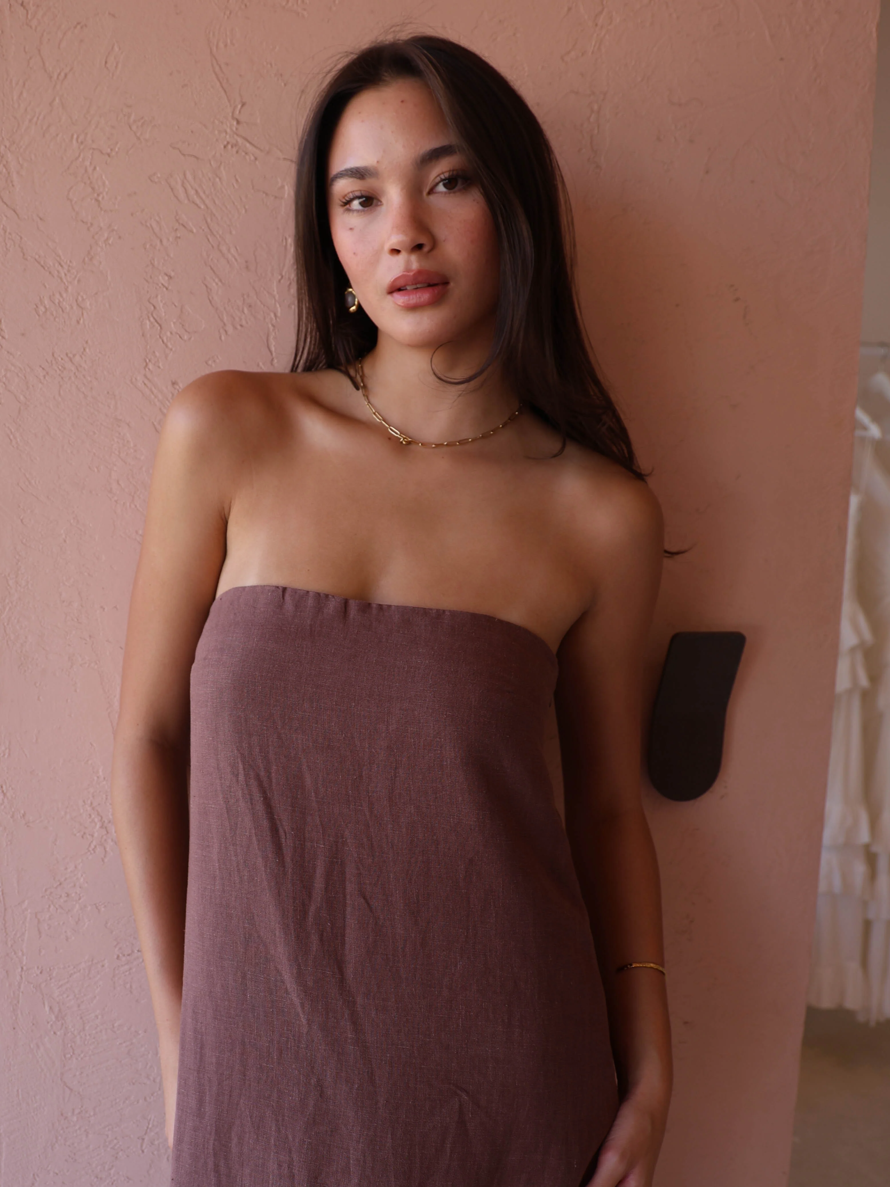 New Romantics Marc Strapless Maxi Dress in Chocolate - Image 2