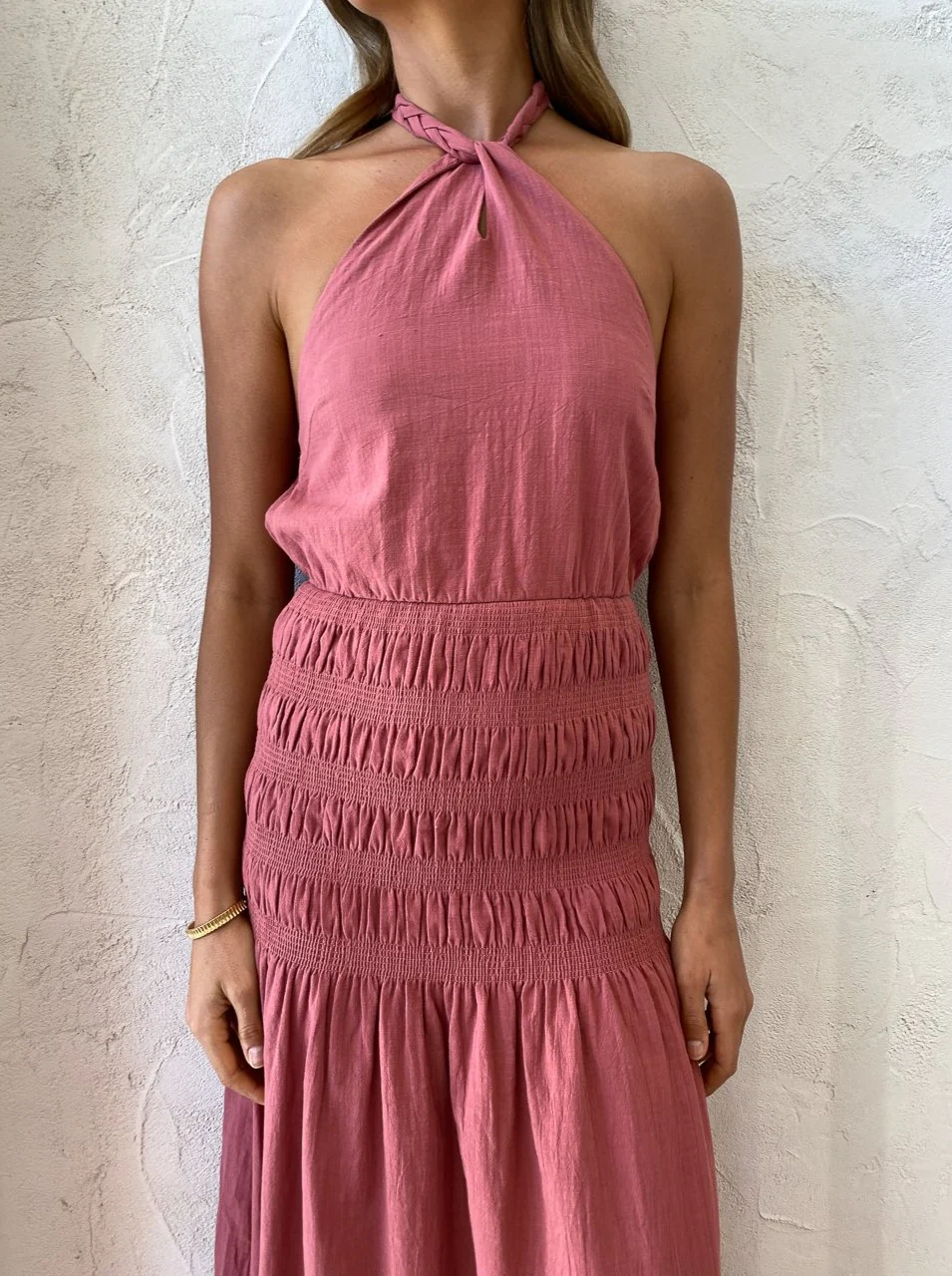 Rose Shirred Maxi Dress in Desert Rose - Image 6