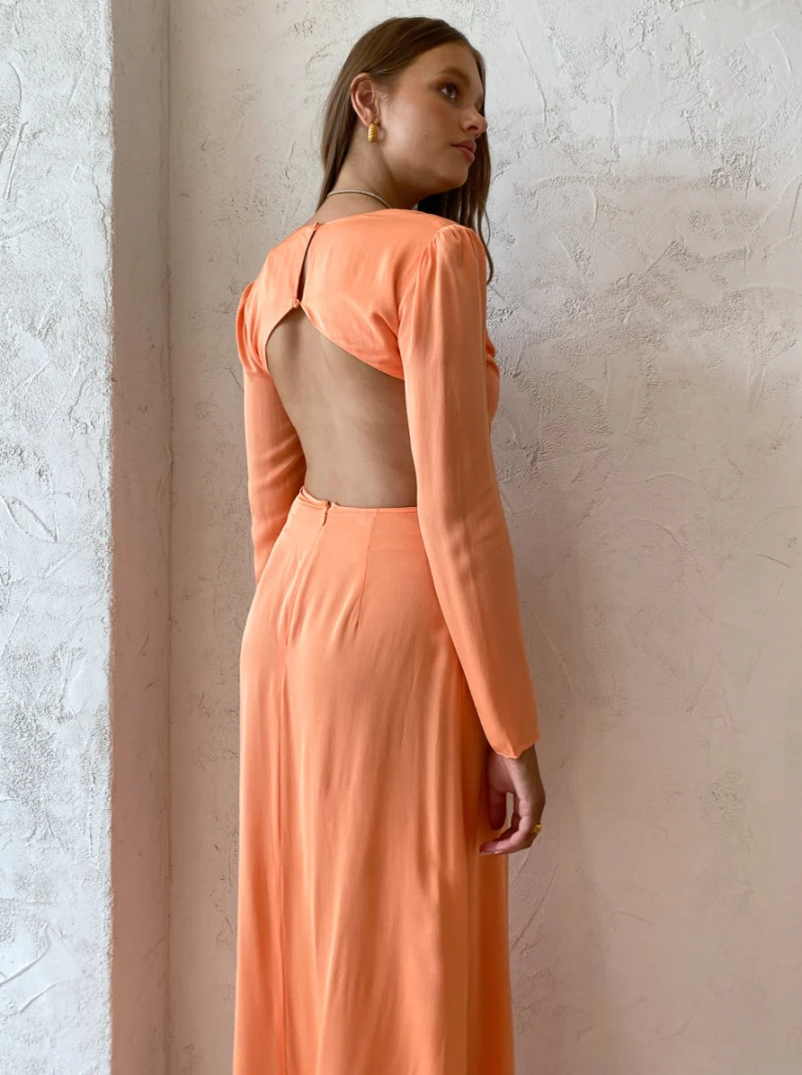 The Wolf Gang Isle Maxi Dress in Peach - Image 5